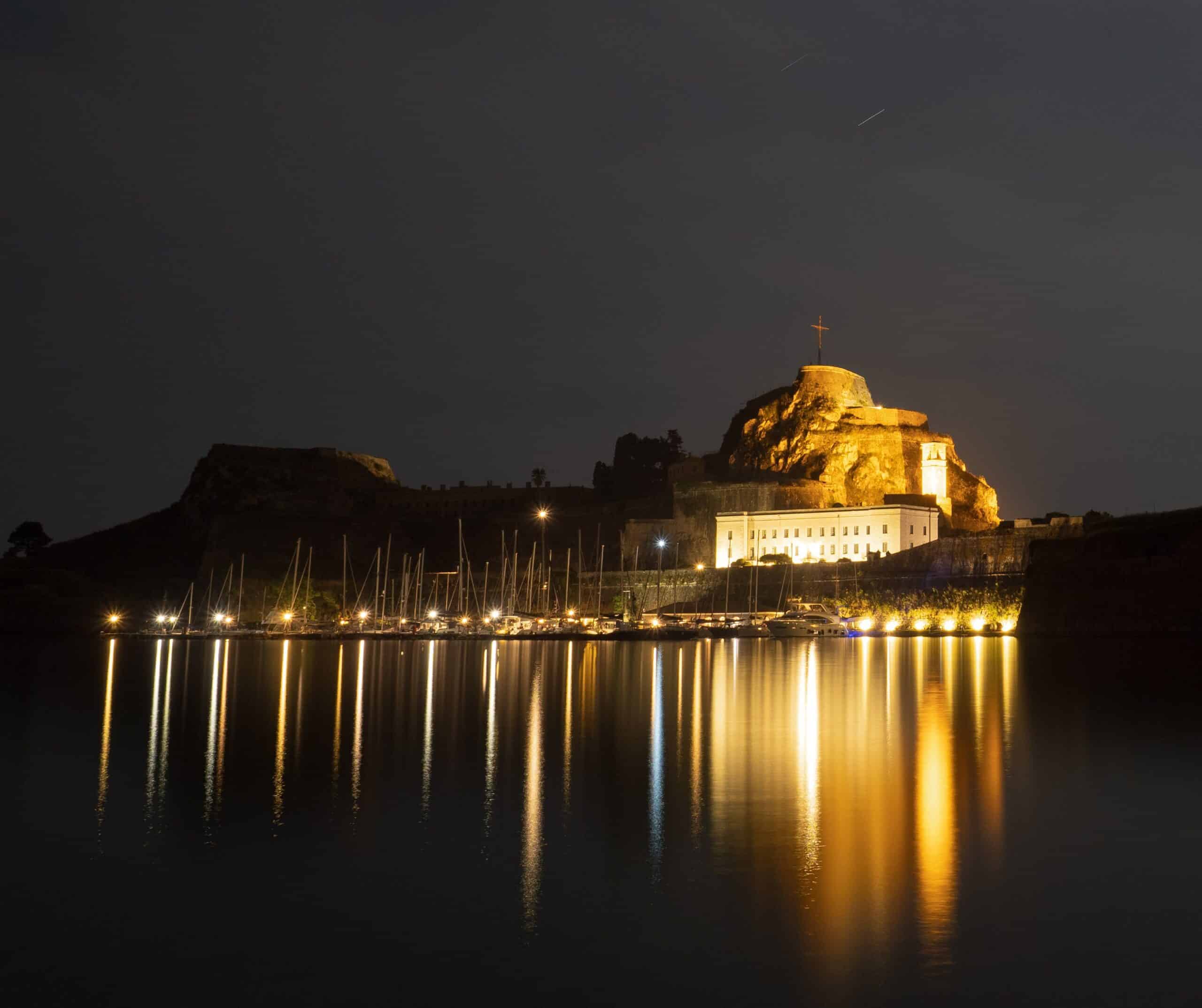 Korfu bei Nacht Festung Altsstadt